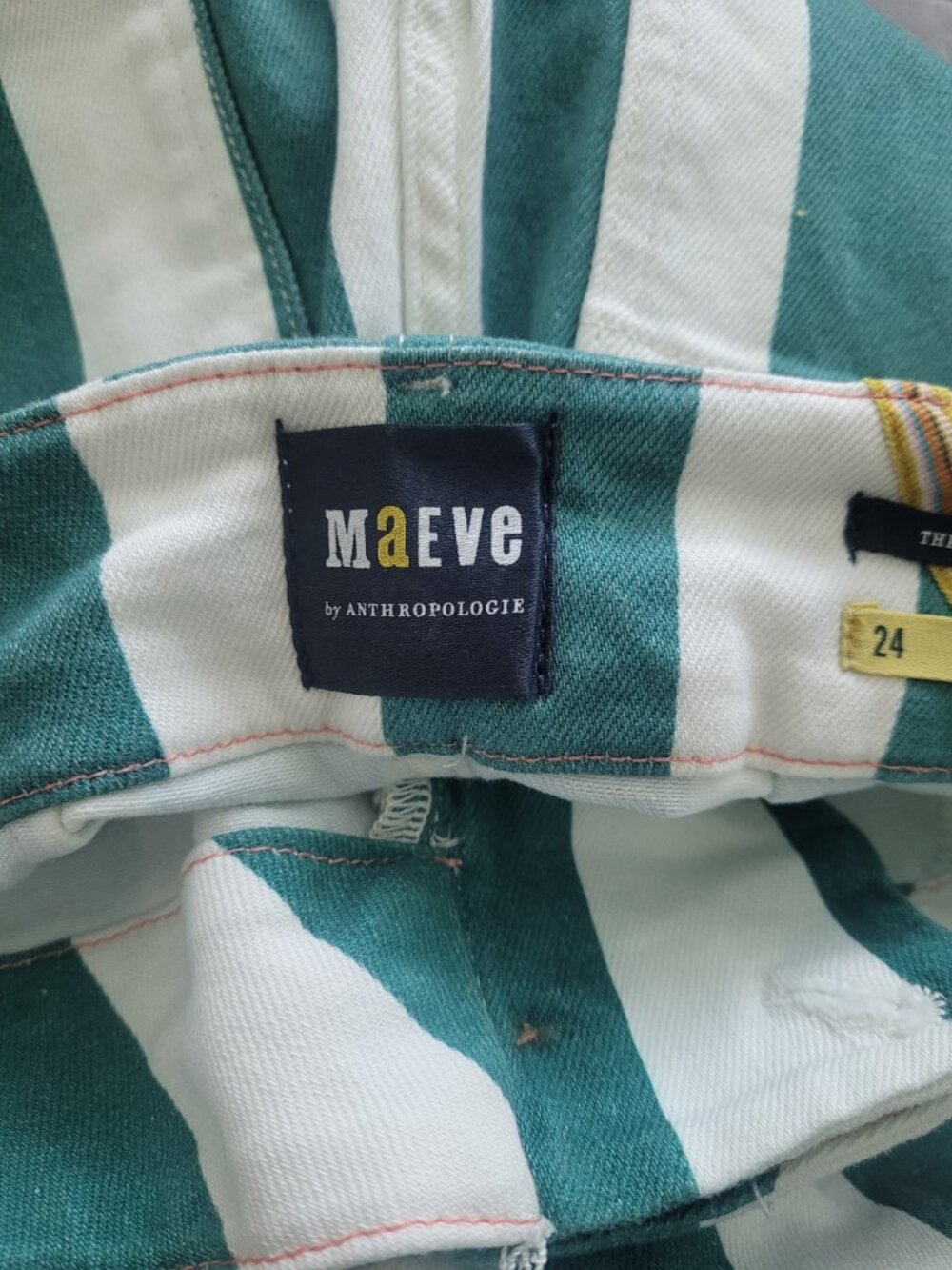 NEW ANTHROPOLOGIE Maeve Colette Striped Denim Wide Leg Pants Size 24 - Picture 7 of 8